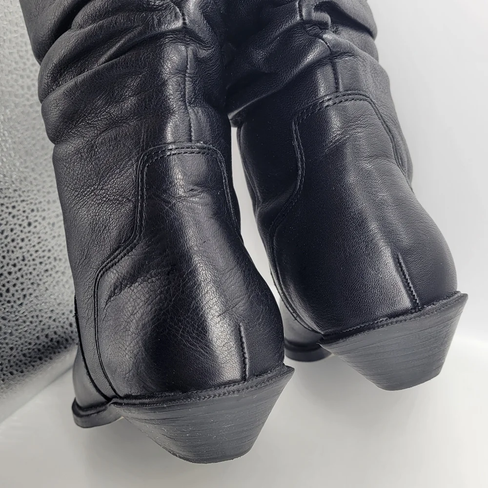 ZODIAC 675 BULLETT 6 M BLACK LEATHER SLOUCHY COWBOY BOOTS LADIES Vintage - Picture 7 of 13